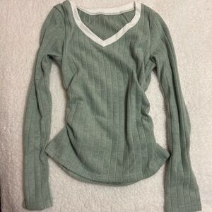 sage ruched sweater from flamingals